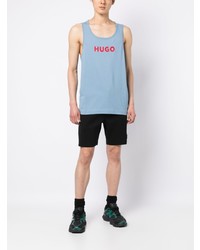 hellblaues bedrucktes Trägershirt von Hugo