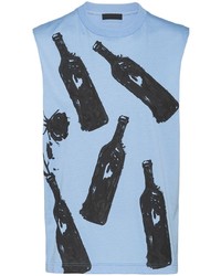 hellblaues bedrucktes Trägershirt von Prada