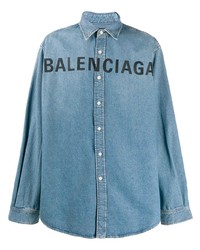 hellblaues besticktes Jeanshemd von Balenciaga