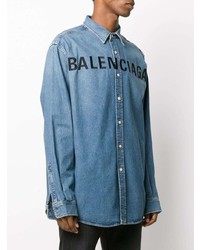 hellblaues besticktes Jeanshemd von Balenciaga