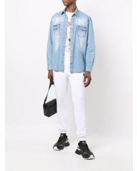 hellblaues besticktes Jeanshemd von Philipp Plein