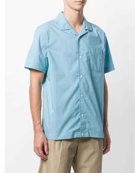 hellblaues besticktes Kurzarmhemd von Stussy