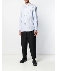 hellblaues besticktes Langarmhemd von Comme Des Garcons SHIRT