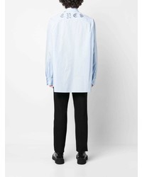 hellblaues besticktes Langarmhemd von Raf Simons X Fred Perry