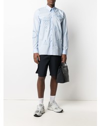 hellblaues besticktes Langarmhemd von Raf Simons