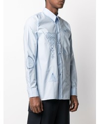 hellblaues besticktes Langarmhemd von Raf Simons