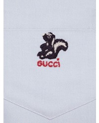hellblaues besticktes Langarmhemd von Gucci