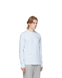 hellblaues besticktes Langarmshirt von Helmut Lang