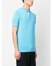 hellblaues besticktes Polohemd von Karl Lagerfeld