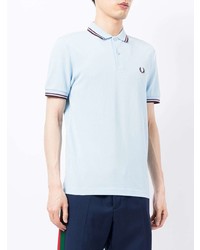 hellblaues besticktes Polohemd von Fred Perry