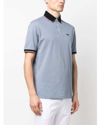 hellblaues besticktes Polohemd von Emporio Armani