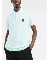 hellblaues besticktes Polohemd von Karl Lagerfeld