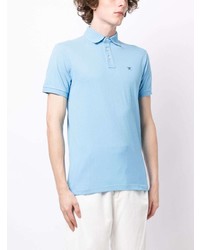 hellblaues besticktes Polohemd von Hackett