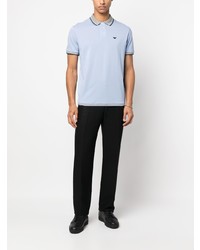 hellblaues besticktes Polohemd von Emporio Armani