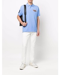 hellblaues besticktes Polohemd von Polo Ralph Lauren