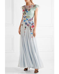 hellblaues besticktes Spitze Ballkleid von Temperley London