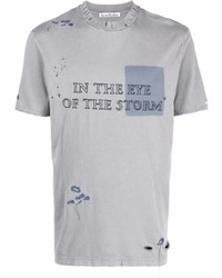 hellblaues besticktes T-Shirt mit einem Rundhalsausschnitt von Acne Studios