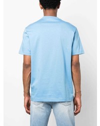 hellblaues besticktes T-Shirt mit einem Rundhalsausschnitt von Versace