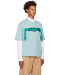 hellblaues besticktes T-Shirt mit einem Rundhalsausschnitt von Lanvin