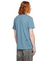 hellblaues besticktes T-Shirt mit einem Rundhalsausschnitt von Frame