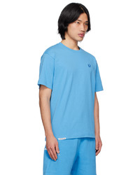 hellblaues besticktes T-Shirt mit einem Rundhalsausschnitt von AAPE BY A BATHING APE