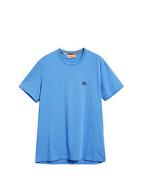 hellblaues besticktes T-Shirt mit einem Rundhalsausschnitt von Burberry