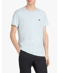 hellblaues besticktes T-Shirt mit einem Rundhalsausschnitt von Burberry