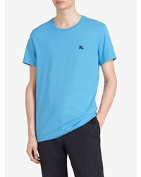 hellblaues besticktes T-Shirt mit einem Rundhalsausschnitt von Burberry