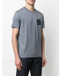 hellblaues besticktes T-Shirt mit einem Rundhalsausschnitt von Emporio Armani