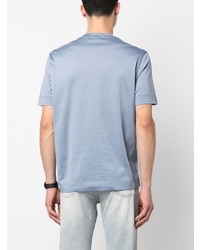 hellblaues besticktes T-Shirt mit einem Rundhalsausschnitt von Emporio Armani