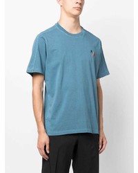 hellblaues besticktes T-Shirt mit einem Rundhalsausschnitt von Paul Smith