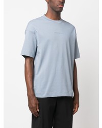 hellblaues besticktes T-Shirt mit einem Rundhalsausschnitt von Emporio Armani