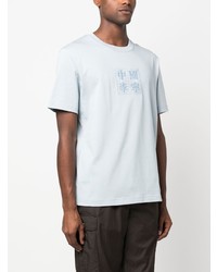 hellblaues besticktes T-Shirt mit einem Rundhalsausschnitt von Li-Ning