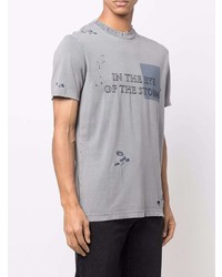 hellblaues besticktes T-Shirt mit einem Rundhalsausschnitt von Acne Studios