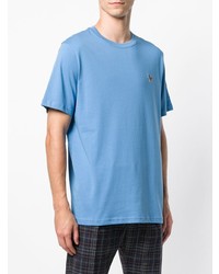 hellblaues besticktes T-Shirt mit einem Rundhalsausschnitt von Ps By Paul Smith