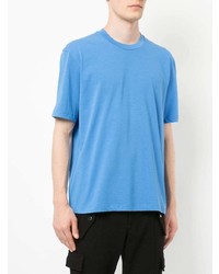 hellblaues besticktes T-Shirt mit einem Rundhalsausschnitt von CK Calvin Klein