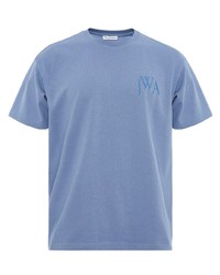 hellblaues besticktes T-Shirt mit einem Rundhalsausschnitt von JW Anderson