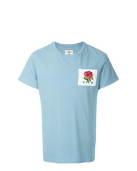 hellblaues besticktes T-Shirt mit einem Rundhalsausschnitt von Kent & Curwen