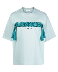 hellblaues besticktes T-Shirt mit einem Rundhalsausschnitt von Lanvin