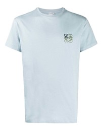 hellblaues besticktes T-Shirt mit einem Rundhalsausschnitt von Loewe