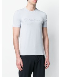 hellblaues besticktes T-Shirt mit einem Rundhalsausschnitt von Giorgio Armani