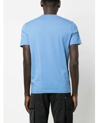 hellblaues besticktes T-Shirt mit einem Rundhalsausschnitt von Moncler