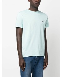hellblaues besticktes T-Shirt mit einem Rundhalsausschnitt von Lacoste