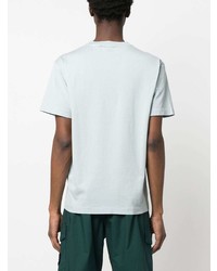 hellblaues besticktes T-Shirt mit einem Rundhalsausschnitt von Stone Island