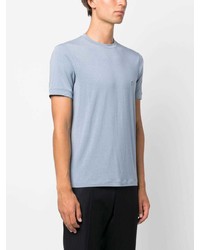 hellblaues besticktes T-Shirt mit einem Rundhalsausschnitt von Giorgio Armani