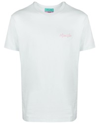 hellblaues besticktes T-Shirt mit einem Rundhalsausschnitt von Maison Labiche