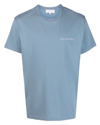 hellblaues besticktes T-Shirt mit einem Rundhalsausschnitt von Maison Labiche