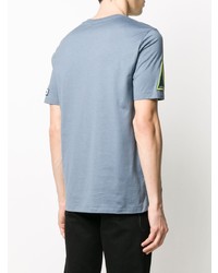 hellblaues besticktes T-Shirt mit einem Rundhalsausschnitt von Mr & Mrs Italy