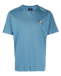 hellblaues besticktes T-Shirt mit einem Rundhalsausschnitt von Paul Smith