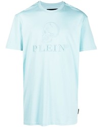 hellblaues besticktes T-Shirt mit einem Rundhalsausschnitt von Philipp Plein